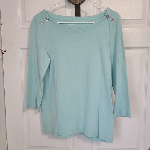 (1371) Croft and Barrow Woman's Long Sleeve Blouse, Size: Medium, Light Blue - Picture 2 of 11